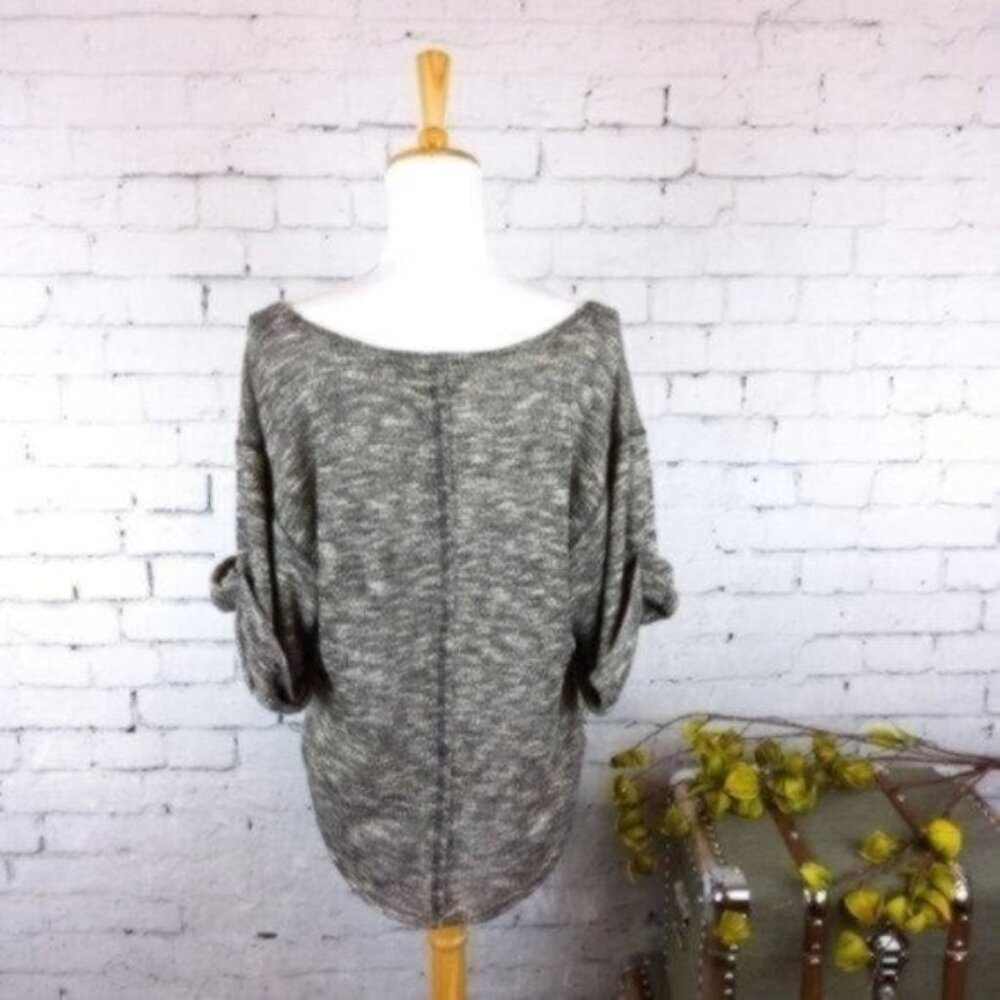 Free People Beach Marled Rolled Sleeve Sweater Gray Size Small - Picture 3 of 5